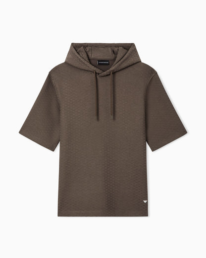 Jacquard jersey hooded sweatshirt with all-over micro eagle
