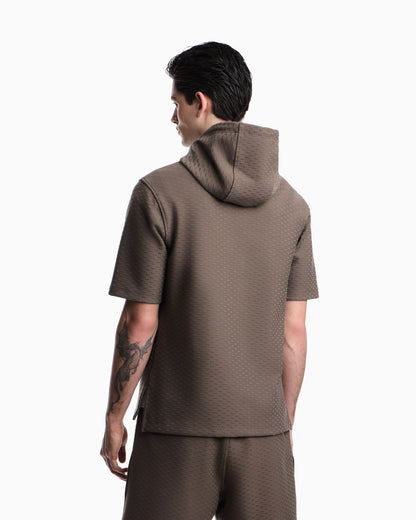 Jacquard jersey hooded sweatshirt with all-over micro eagle