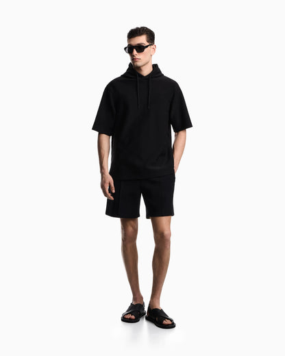 Jacquard jersey hooded sweatshirt with all-over micro eagle