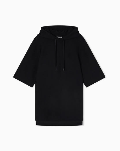 Jacquard jersey hooded sweatshirt with all-over micro eagle