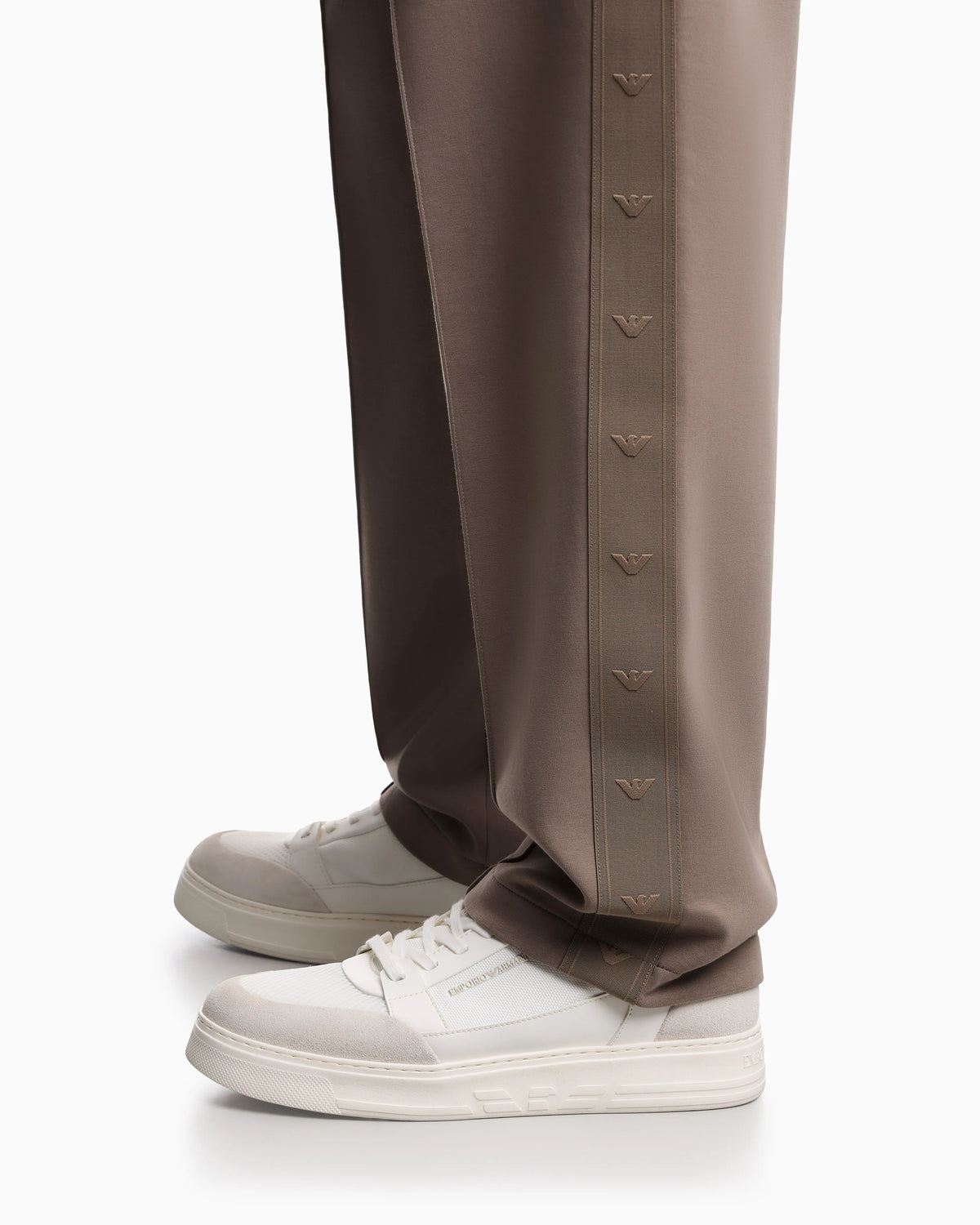 Double-jersey trousers with micro eagle logo band
