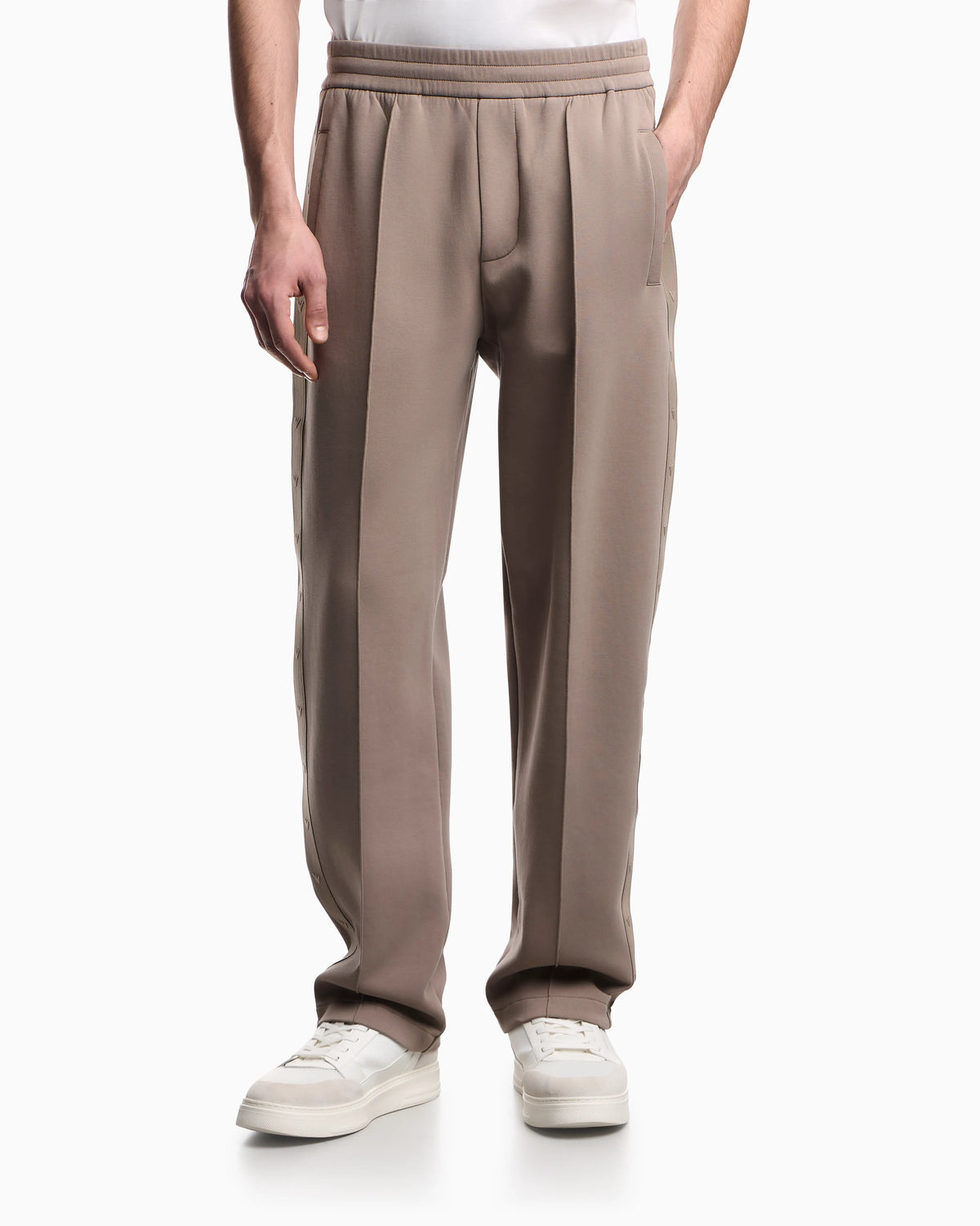 Double-jersey trousers with micro eagle logo band