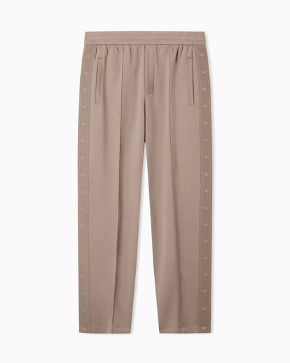 Double-jersey trousers with micro eagle logo band