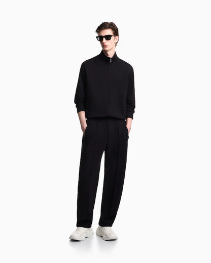 Double-jersey trousers with micro eagle logo band