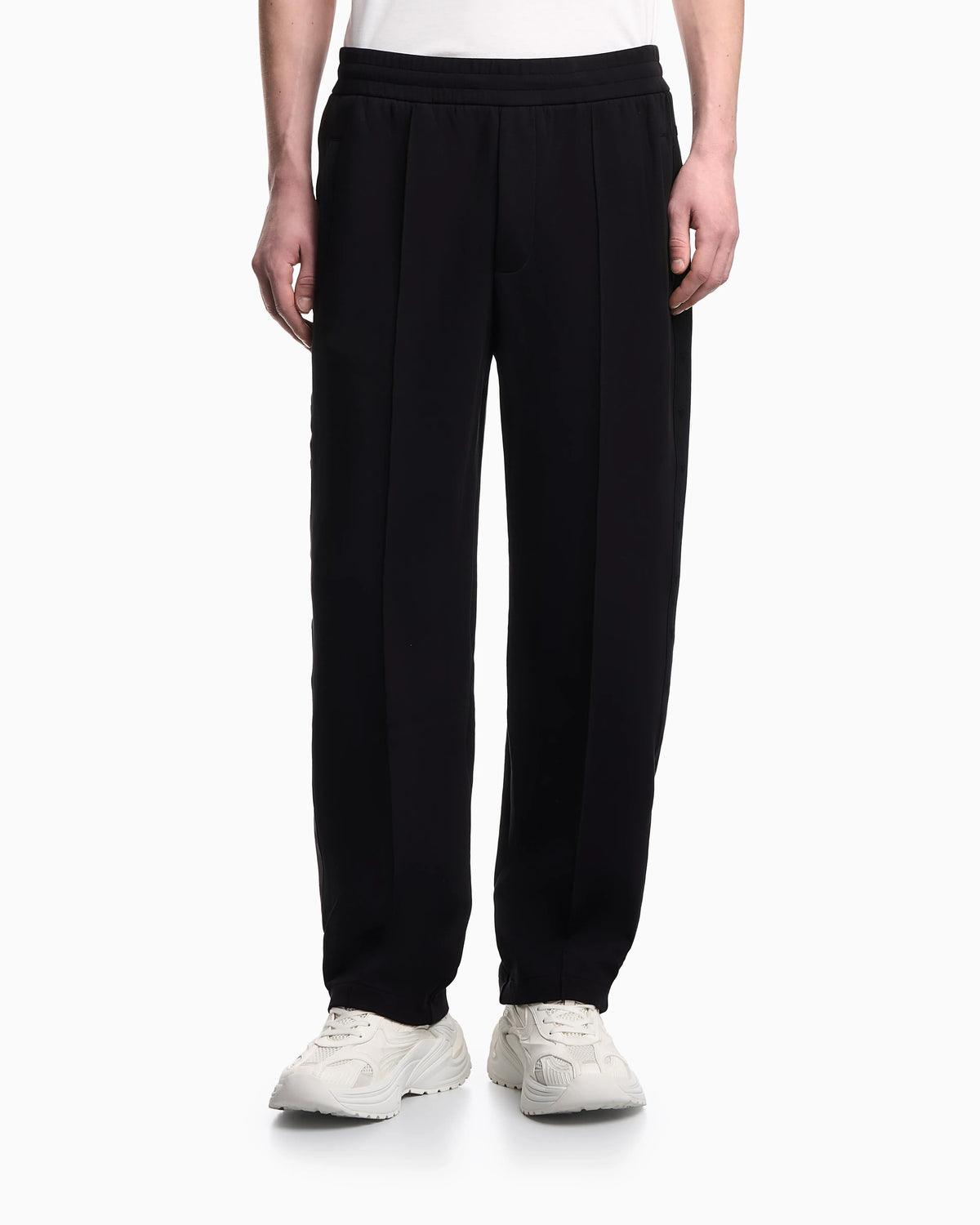 Double-jersey trousers with micro eagle logo band