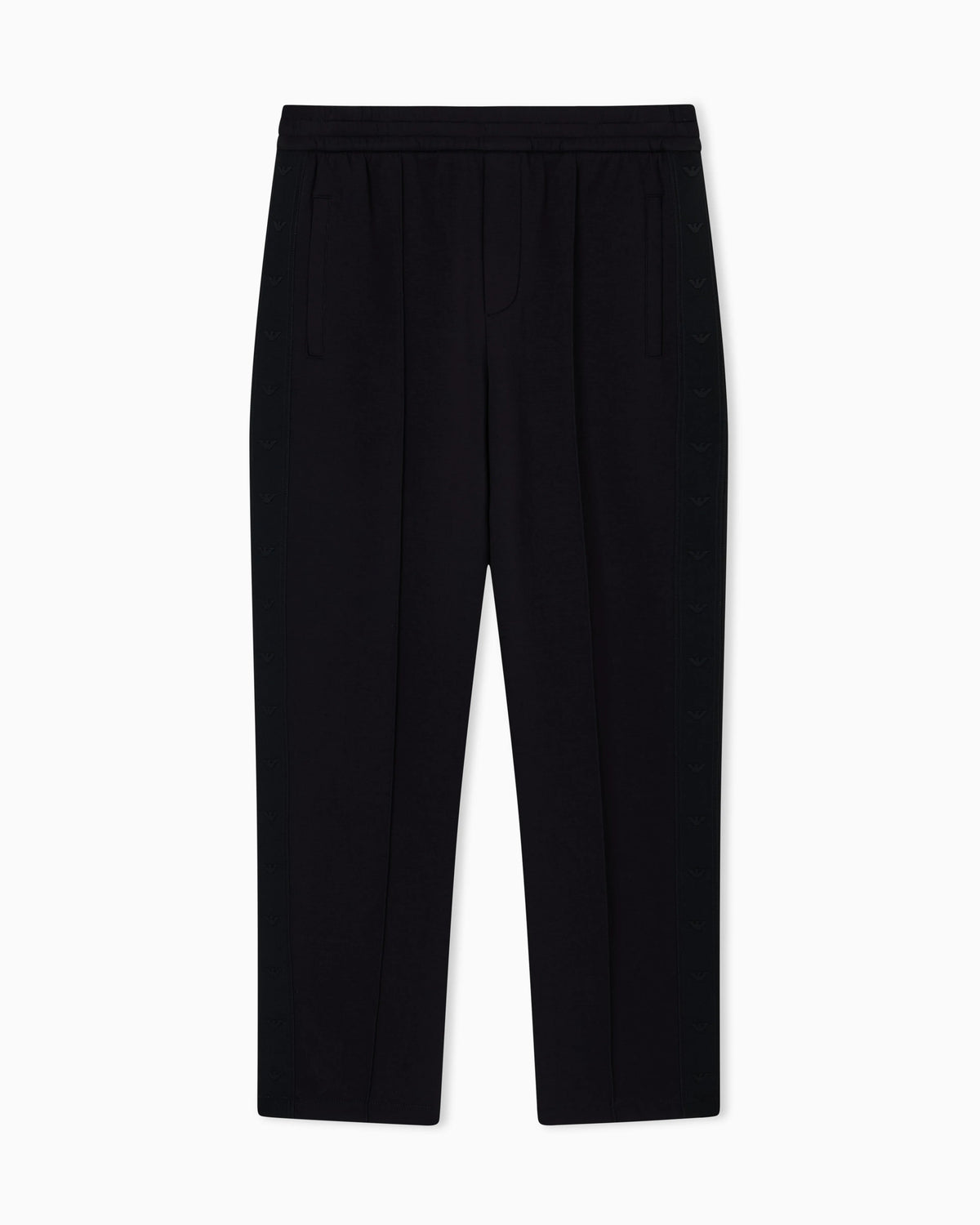 Double-jersey trousers with micro eagle logo band