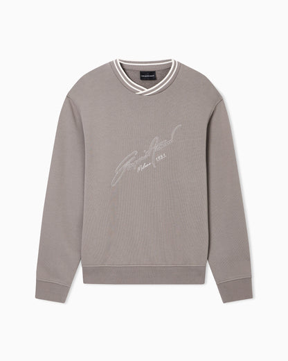 French terry jersey sweatshirt with embroidered signature logo