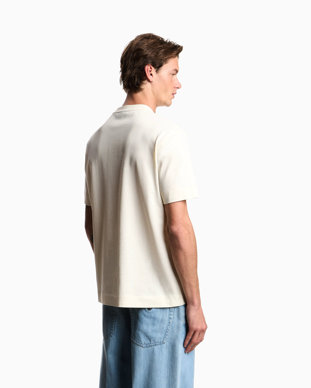 Heavy jersey T-shirt with metal logo embroidery
