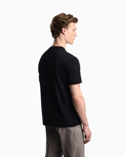 Heavy jersey T-shirt with metal logo embroidery