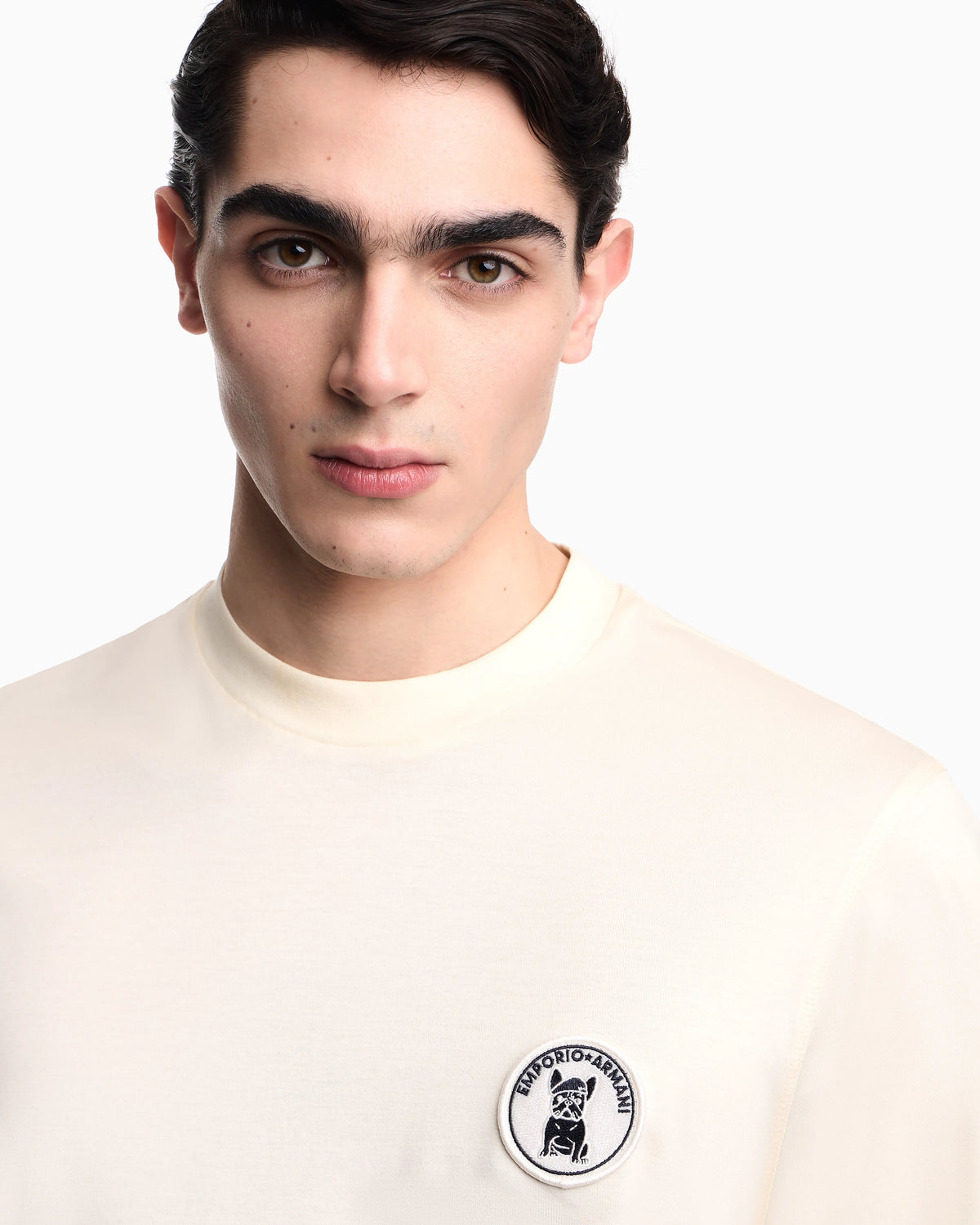 Lyocell-blend jersey T-shirt with French bulldog patch
