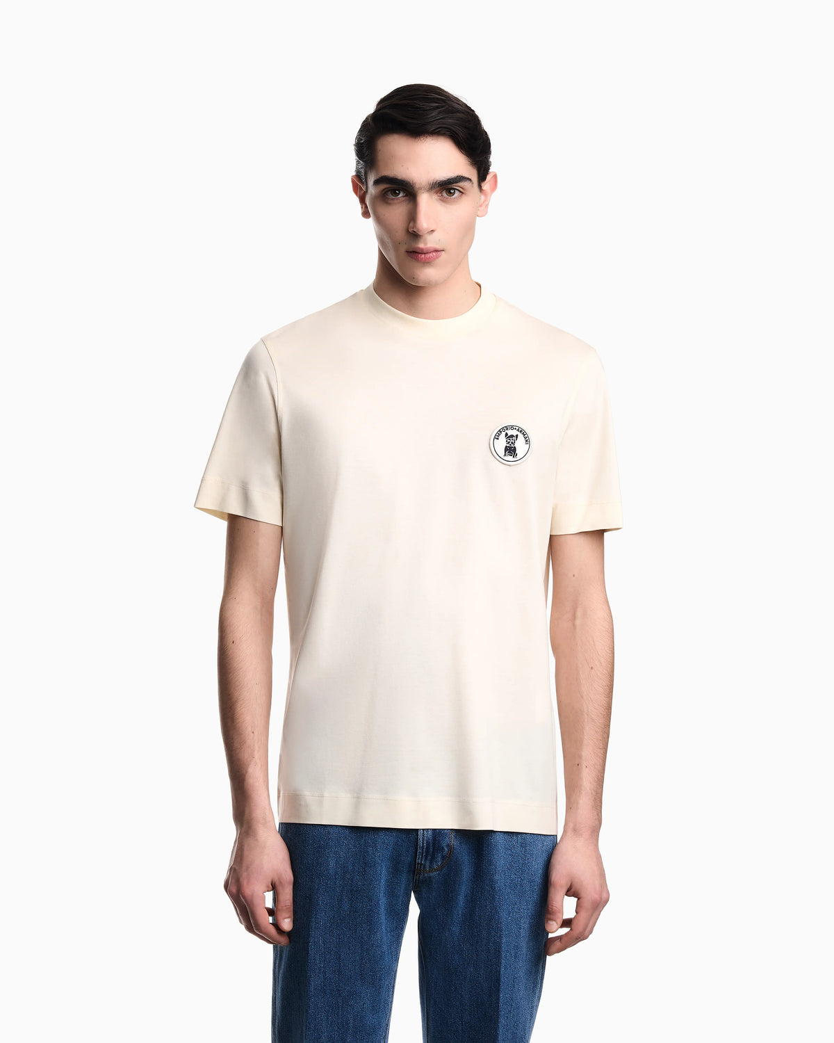 Lyocell-blend jersey T-shirt with French bulldog patch