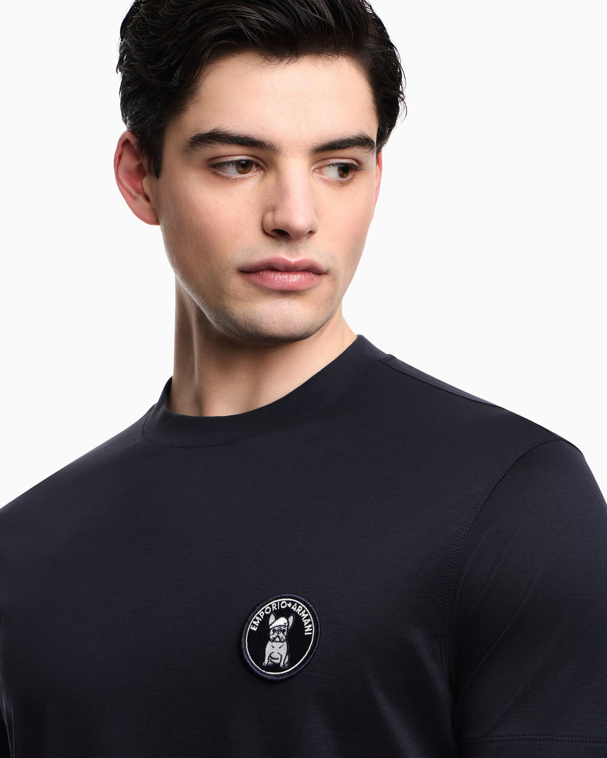 Lyocell-blend jersey T-shirt with French bulldog patch