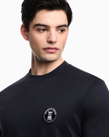 Lyocell-blend jersey T-shirt with French bulldog patch