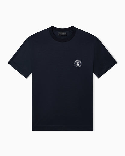 Lyocell-blend jersey T-shirt with French bulldog patch