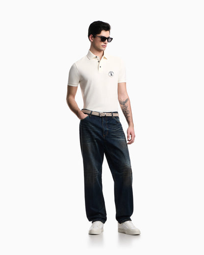Piqué polo shirt with French bulldog patch