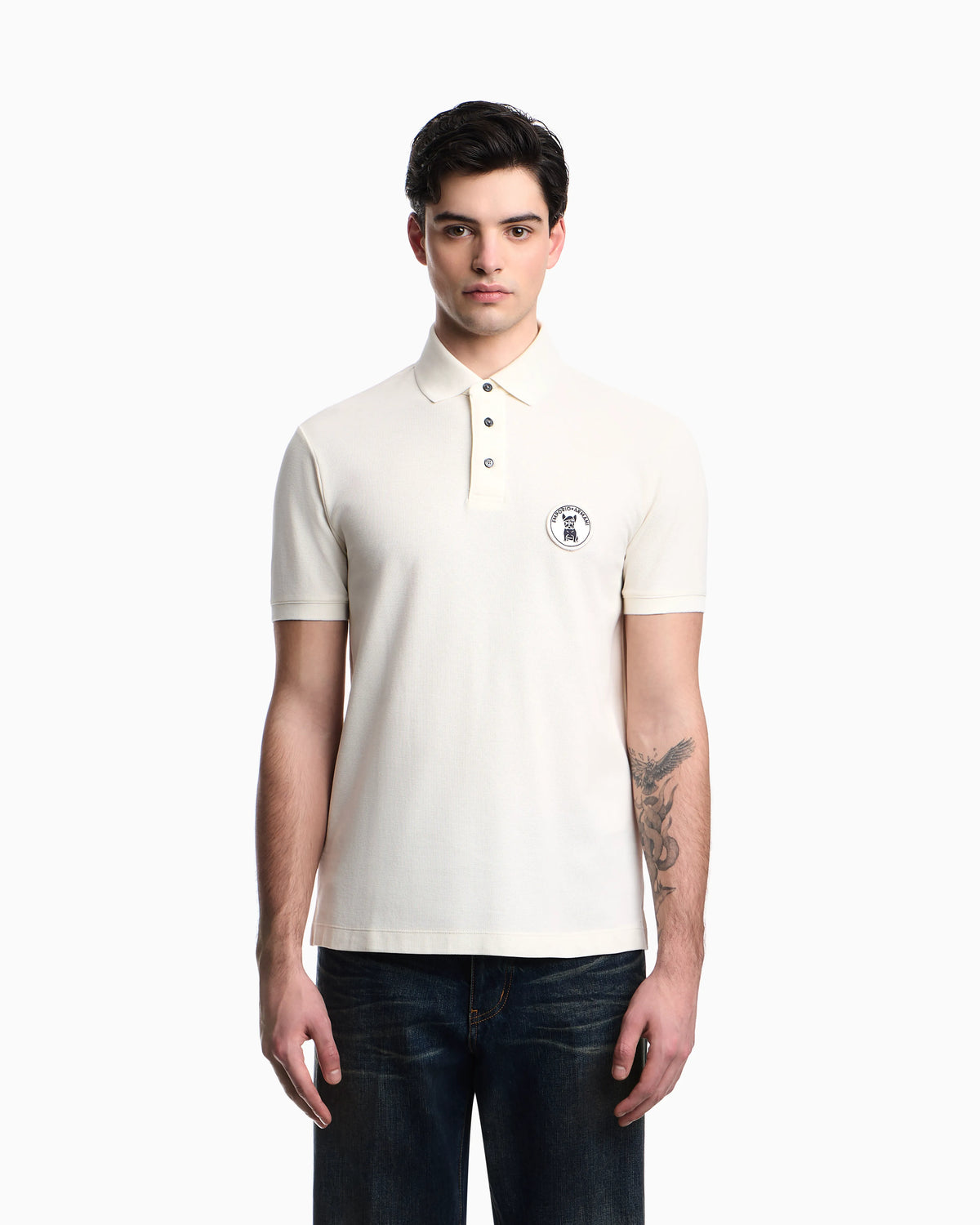 Piqué polo shirt with French bulldog patch