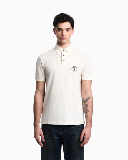 Piqué polo shirt with French bulldog patch