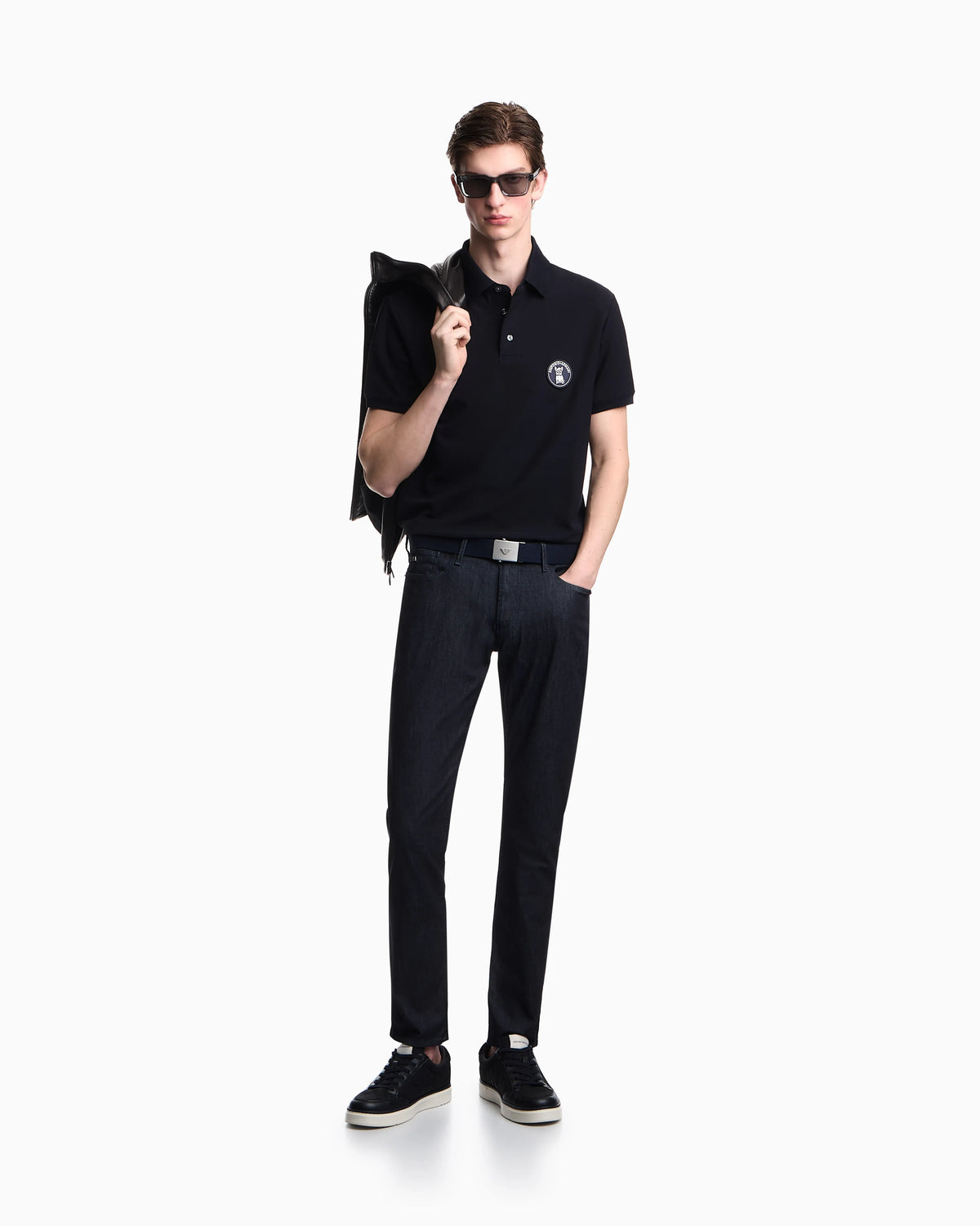Piqué polo shirt with French bulldog patch
