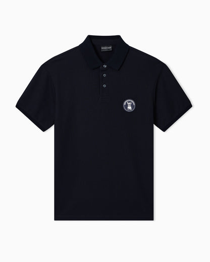 Piqué polo shirt with French bulldog patch