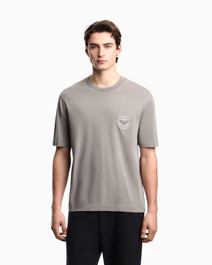 Heavy jersey T-shirt with shield embroidery