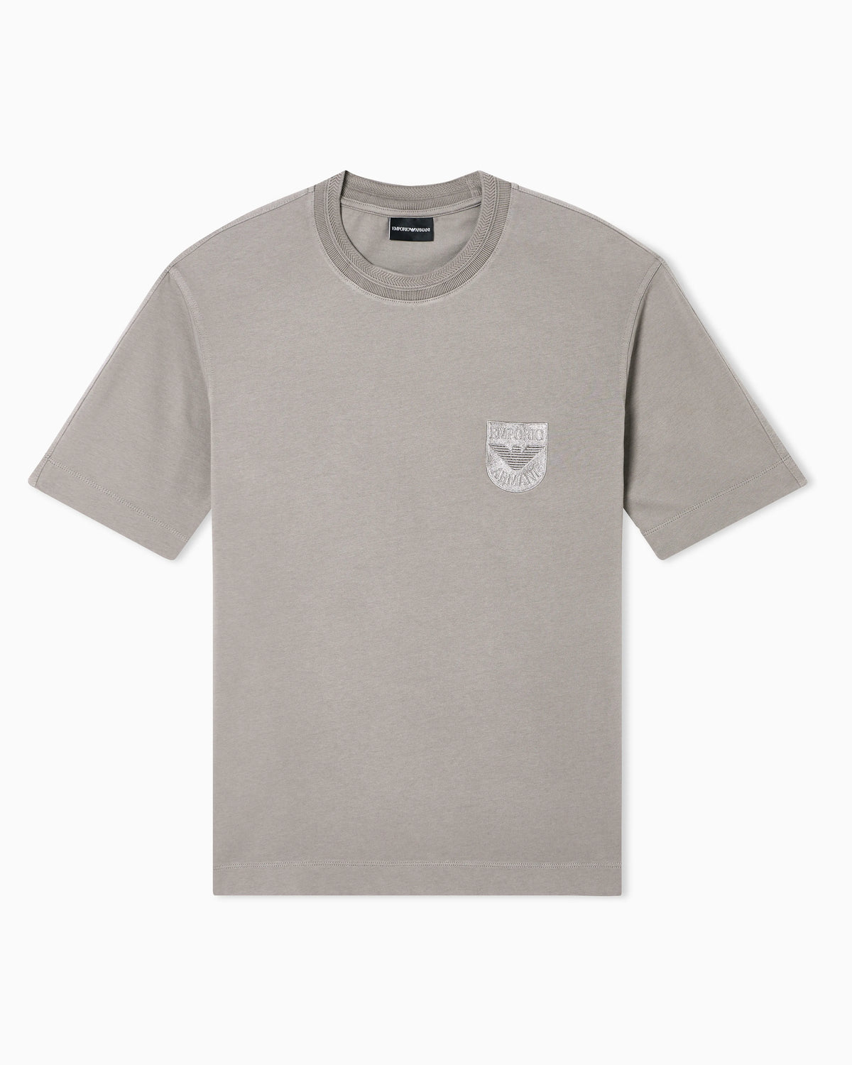 Heavy jersey T-shirt with shield embroidery