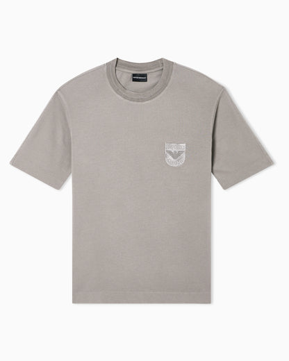 Heavy jersey T-shirt with shield embroidery