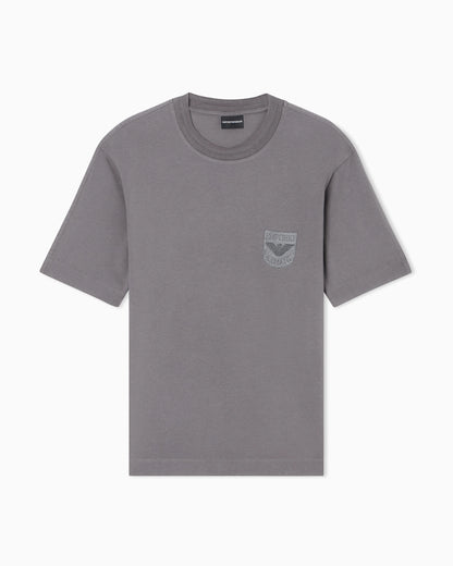 Heavy jersey T-shirt with shield embroidery