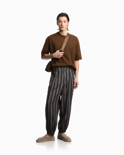 Oversized heavy jersey T-shirt with micro eagle embroidery