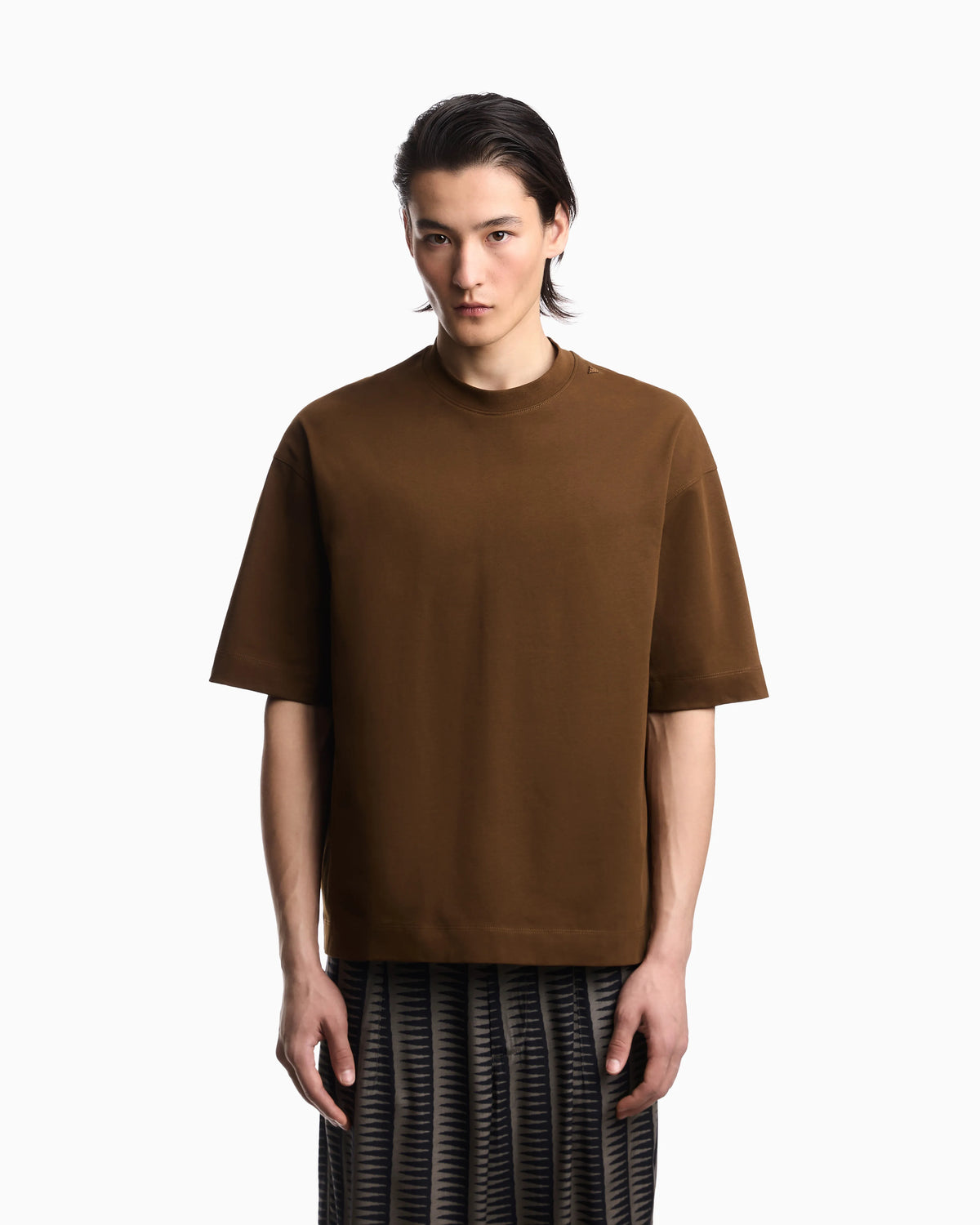 Oversized heavy jersey T-shirt with micro eagle embroidery