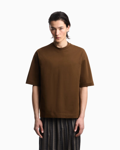 Oversized heavy jersey T-shirt with micro eagle embroidery