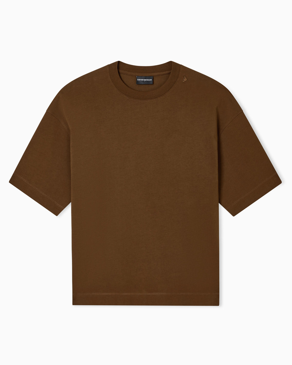 Oversized heavy jersey T-shirt with micro eagle embroidery