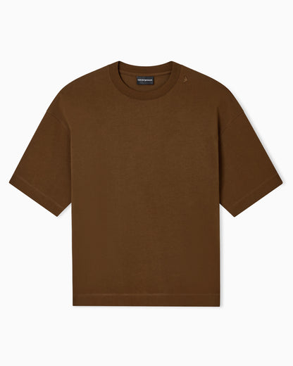 Oversized heavy jersey T-shirt with micro eagle embroidery