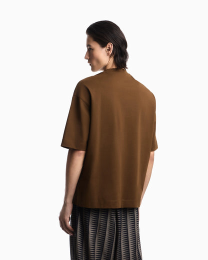 Oversized heavy jersey T-shirt with micro eagle embroidery