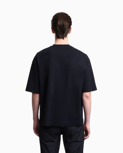Oversized heavy jersey T-shirt with micro eagle embroidery