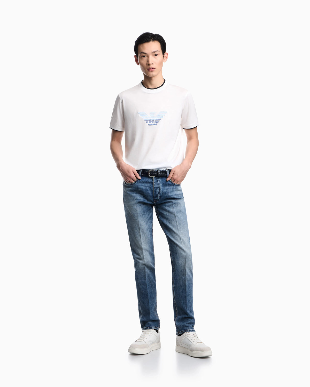 Slim-fit T-shirt in a Lyocell-blend jersey, featuring a gradient eagle embroidery