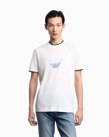 Slim-fit T-shirt in a Lyocell-blend jersey, featuring a gradient eagle embroidery
