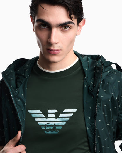Slim-fit T-shirt in a Lyocell-blend jersey, featuring a gradient eagle embroidery