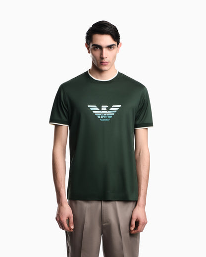Slim-fit T-shirt in a Lyocell-blend jersey, featuring a gradient eagle embroidery