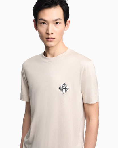 Slim-fit Lyocell-blend jersey T-shirt with logo patch
