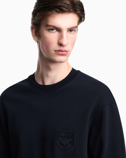 French terry jersey sweatshirt with shield embroidery