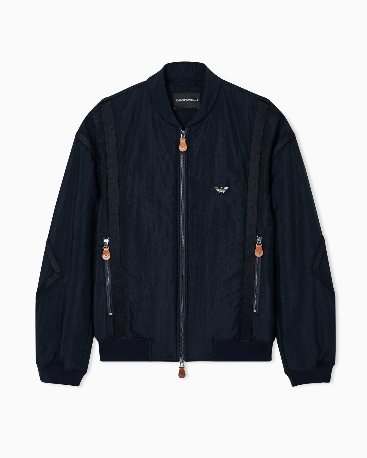 Nylon bomber jacket with passementerie tape