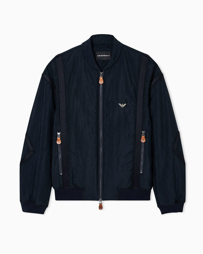 Nylon bomber jacket with passementerie tape