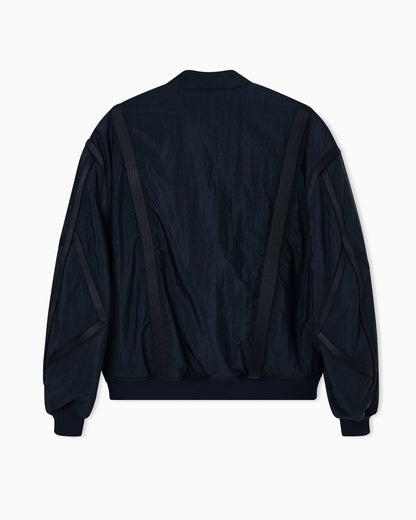 Nylon bomber jacket with passementerie tape
