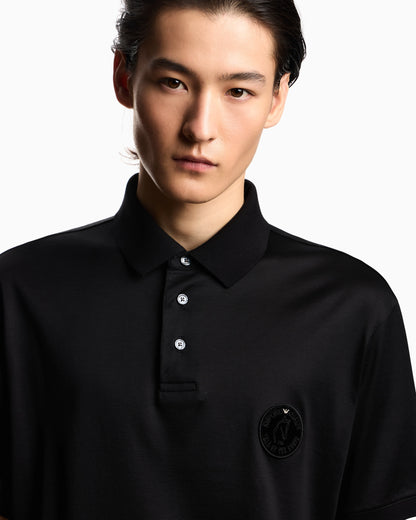 Lunar New Year Lyocell-blend jersey polo shirt with patch