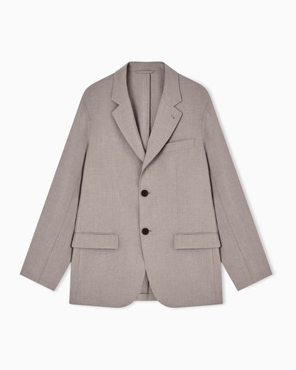 Single-breasted jacket in technical seersucker fabric