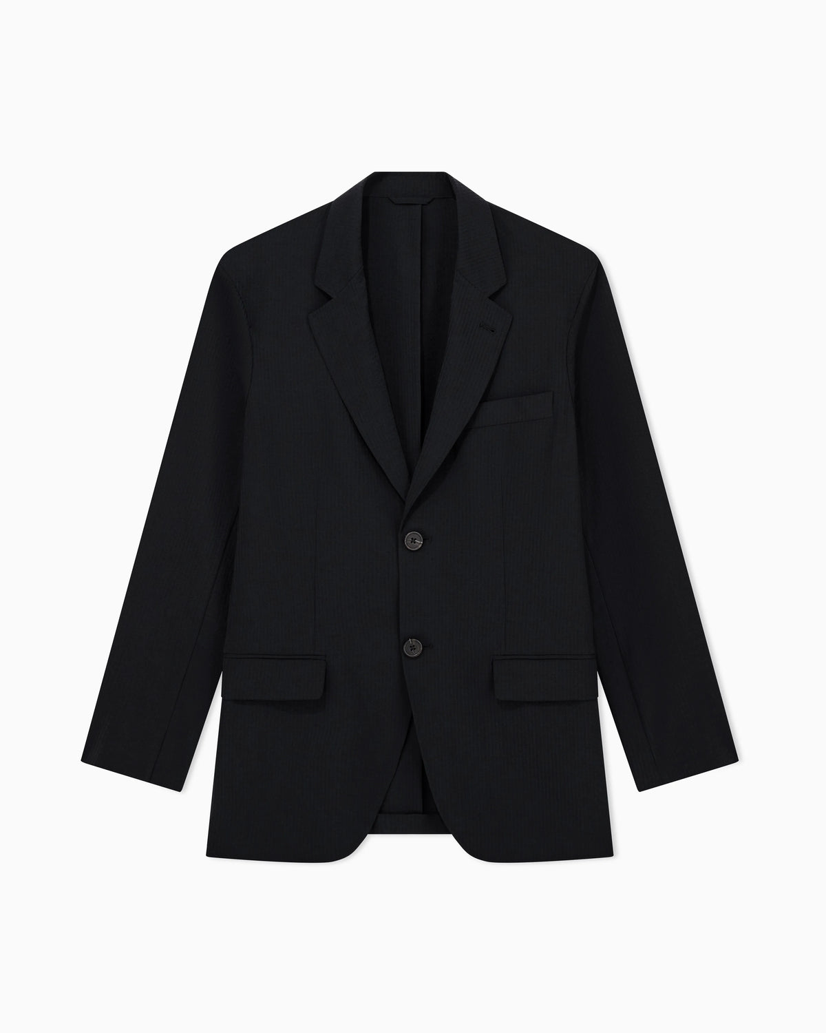 Single-breasted jacket in technical seersucker fabric