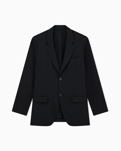 Single-breasted jacket in technical seersucker fabric