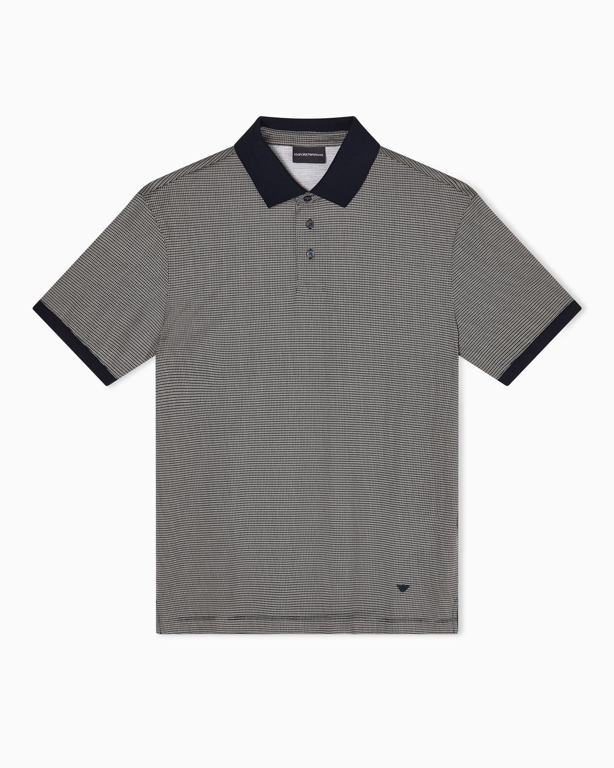 Lyocell-blend jersey polo shirt with all-over micro-pattern print