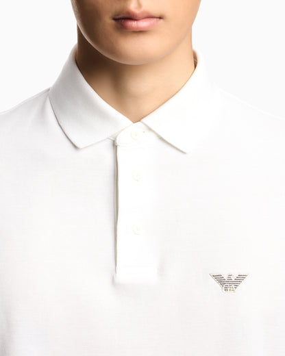 Piqué polo shirt with embroidered eagle