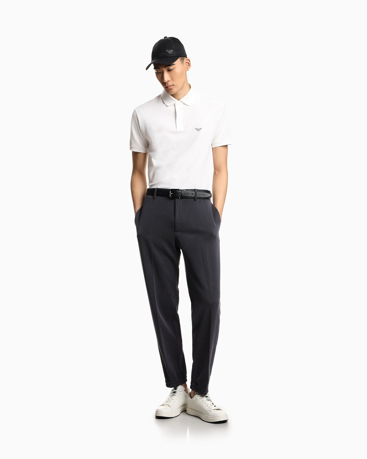 Piqué polo shirt with embroidered eagle
